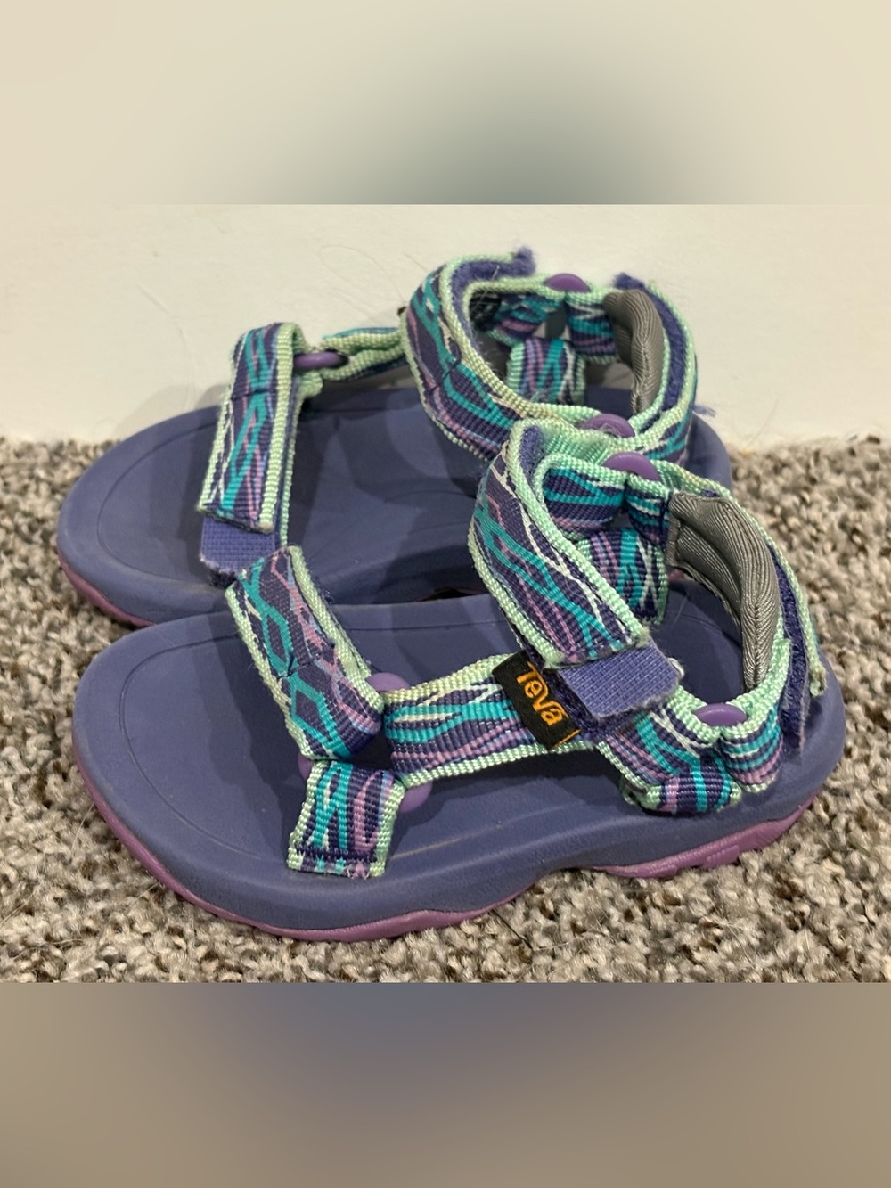 Teva Kids Purple, Teal & Mint Velcro Strappy Sandals Toddler Size 4c